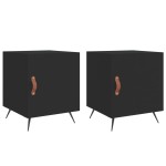 vidaXL Noptiere, 2 buc., negru, 40x40x50 cm, lemn compozit vidaXL Noptiere, 2 buc., negru, 40x40x50 cm, lemn compozit