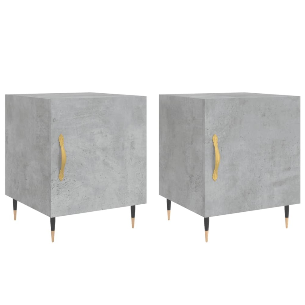 vidaXL Noptiere, 2 buc., gri beton, 40x40x50 cm, lemn compozit