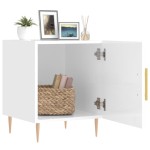 vidaXL Noptiere, 2 buc., alb extralucios, 40x40x50 cm, lemn compozit vidaXL Noptiere, 2 buc., alb extralucios, 40x40x50 cm, lemn compozit