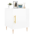 vidaXL Noptiere, 2 buc., alb extralucios, 40x40x50 cm, lemn compozit vidaXL Noptiere, 2 buc., alb extralucios, 40x40x50 cm, lemn compozit