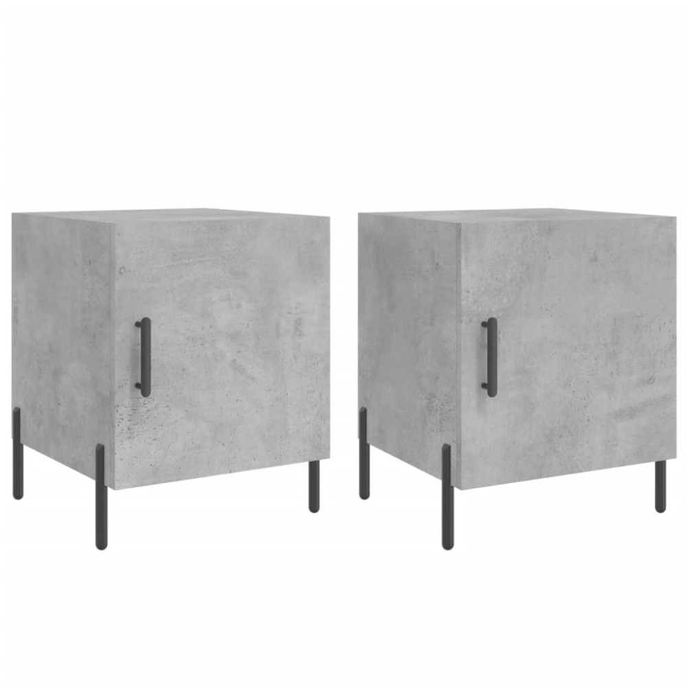 vidaXL Noptiere, 2 buc., gri beton, 40x40x50 cm, lemn compozit