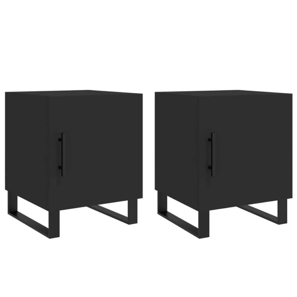 vidaXL Noptiere, 2 buc., negru, 40x40x50 cm, lemn compozit