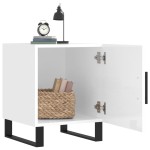 vidaXL Noptiere, 2 buc., alb extralucios, 40x40x50 cm, lemn compozit