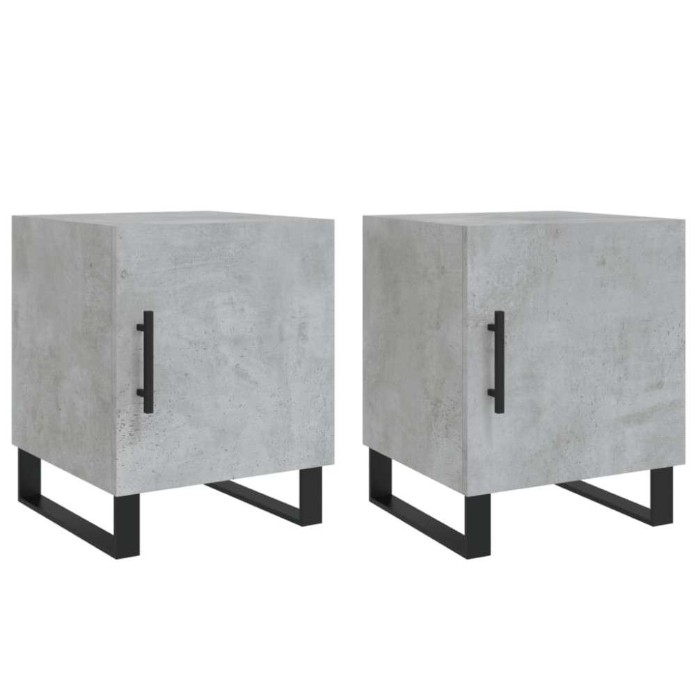 vidaXL Noptiere, 2 buc., gri beton, 40x40x50 cm, lemn compozit