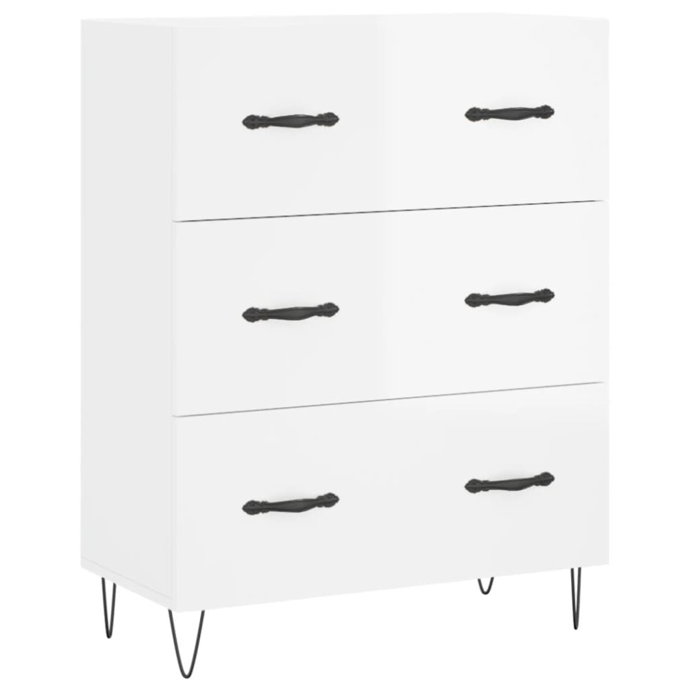 vidaXL Servantă, alb extralucios, 69,5x34x90 cm, lemn compozit