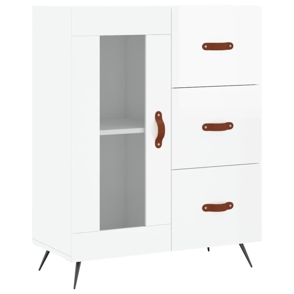 vidaXL Servantă, alb extralucios, 69,5x34x90 cm, lemn compozit