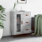 vidaXL Servantă, gri beton, 69,5x34x90 cm, lemn compozit vidaXL Servantă, gri beton, 69,5x34x90 cm, lemn compozit