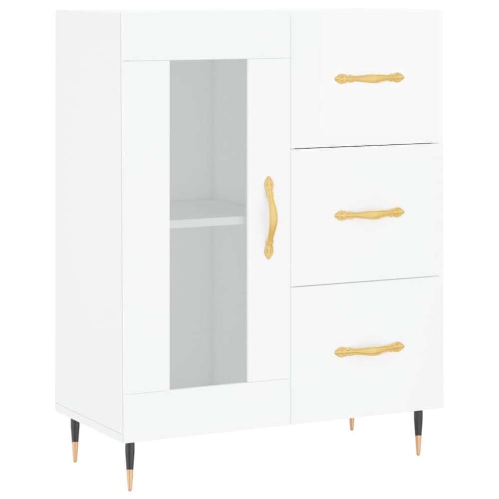 vidaXL Servantă, alb extralucios, 69,5x34x90 cm, lemn compozit