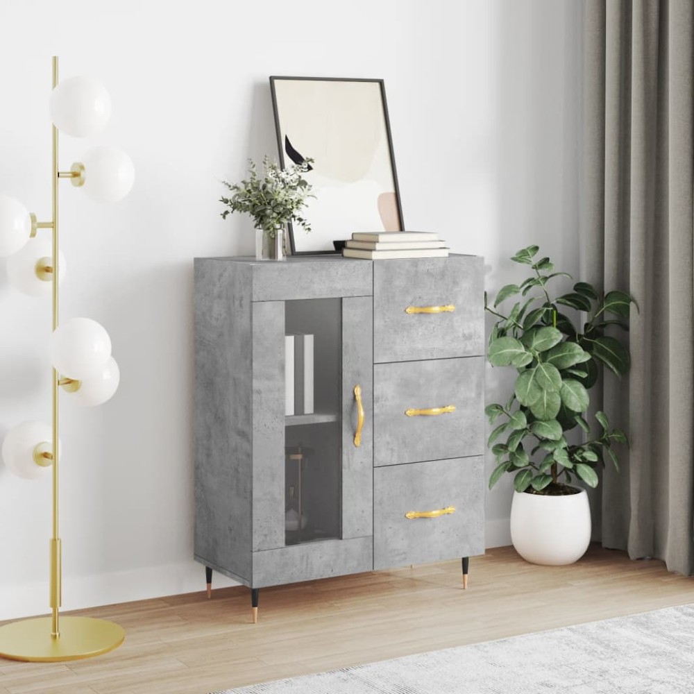 vidaXL Servantă, gri beton, 69,5x34x90 cm, lemn compozit
