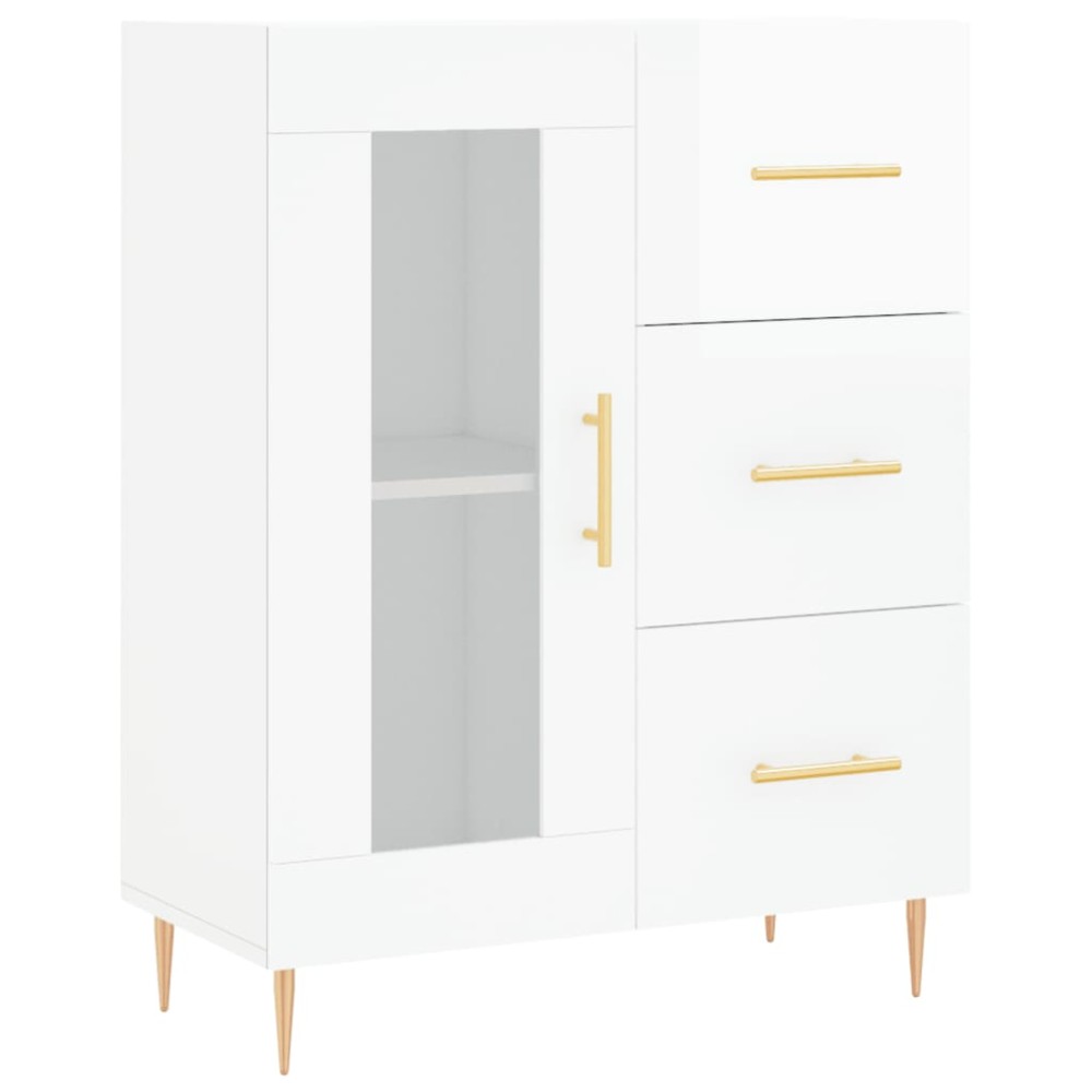vidaXL Servantă, alb extralucios, 69,5x34x90 cm, lemn compozit