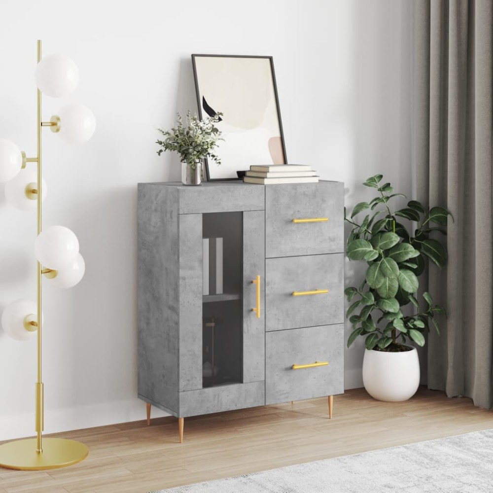 vidaXL Servantă, gri beton, 69,5x34x90 cm, lemn compozit