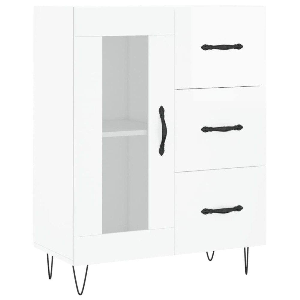 vidaXL Servantă, alb extralucios, 69,5x34x90 cm, lemn compozit