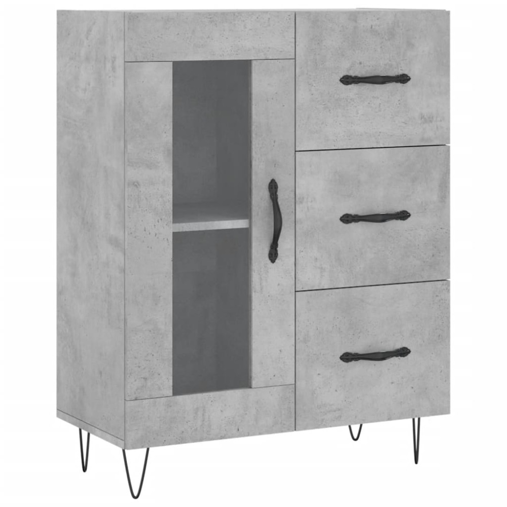 vidaXL Servantă, gri beton, 69,5x34x90 cm, lemn compozit