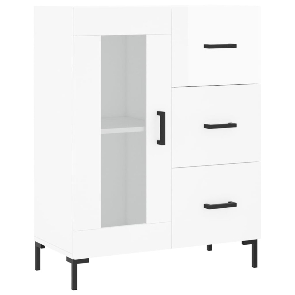 vidaXL Servantă, alb extralucios, 69,5x34x90 cm, lemn compozit