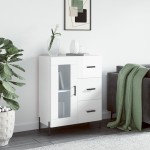 vidaXL Servantă, alb extralucios, 69,5x34x90 cm, lemn compozit vidaXL Servantă, alb extralucios, 69,5x34x90 cm, lemn compozit