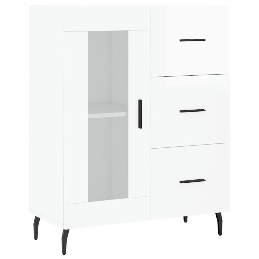 vidaXL Servantă, alb extralucios, 69,5x34x90 cm, lemn compozit
