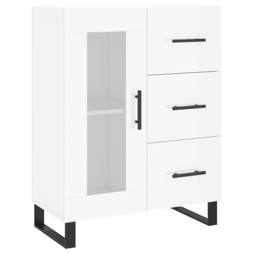 vidaXL Servantă, alb extralucios, 69,5x34x90 cm, lemn compozit