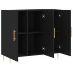 vidaXL Dulap, negru, 90x34x80 cm, lemn compozit