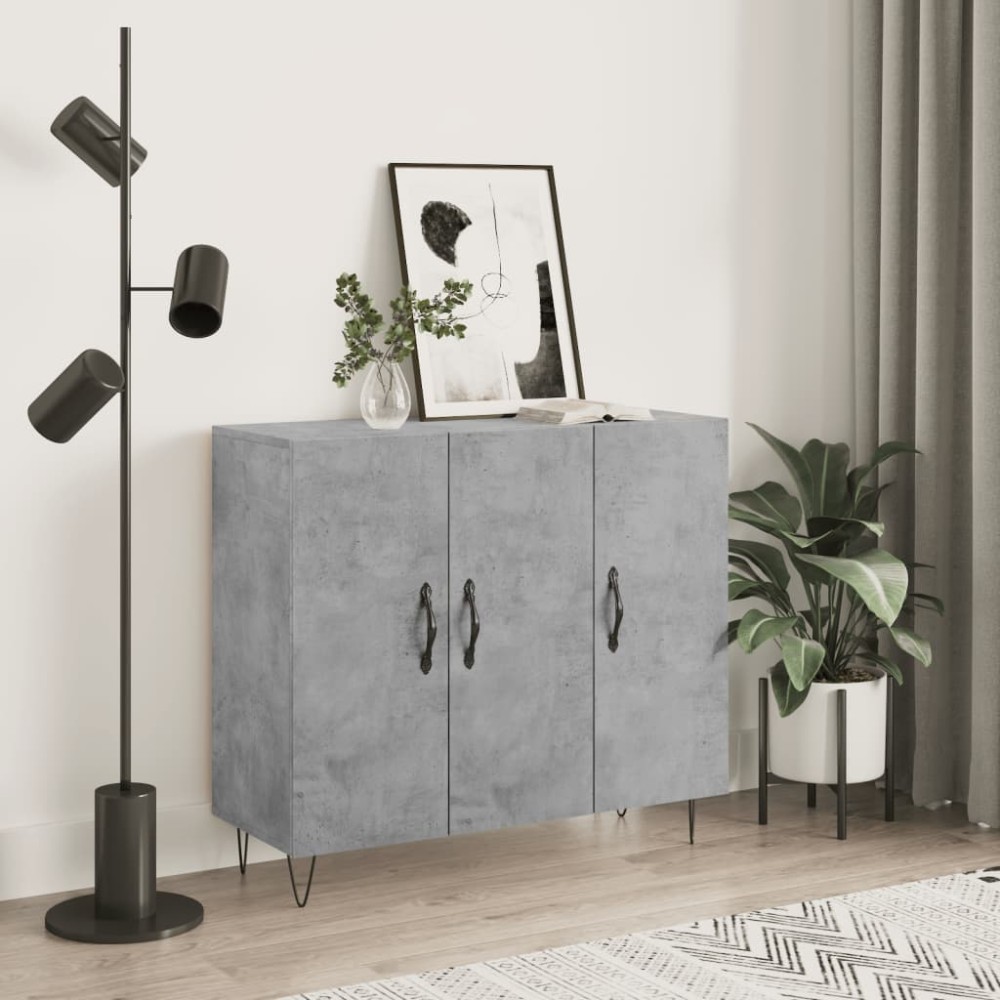 vidaXL Dulap, gri beton, 90x34x80 cm, lemn compozit