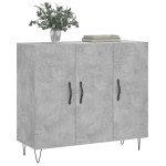 vidaXL Dulap, gri beton, 90x34x80 cm, lemn compozit