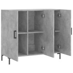 vidaXL Dulap, gri beton, 90x34x80 cm, lemn compozit vidaXL Dulap, gri beton, 90x34x80 cm, lemn compozit