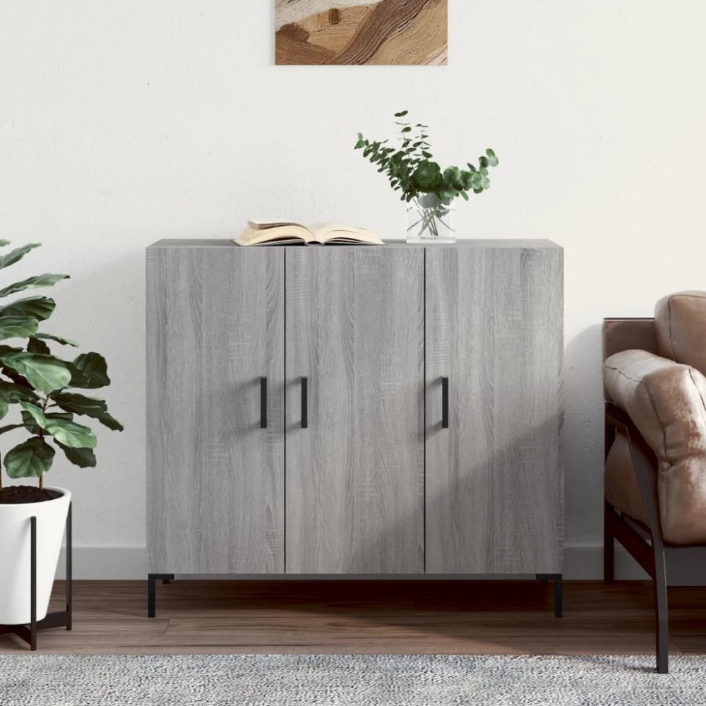 vidaXL Dulap, gri sonoma, 90x34x80 cm, lemn compozit