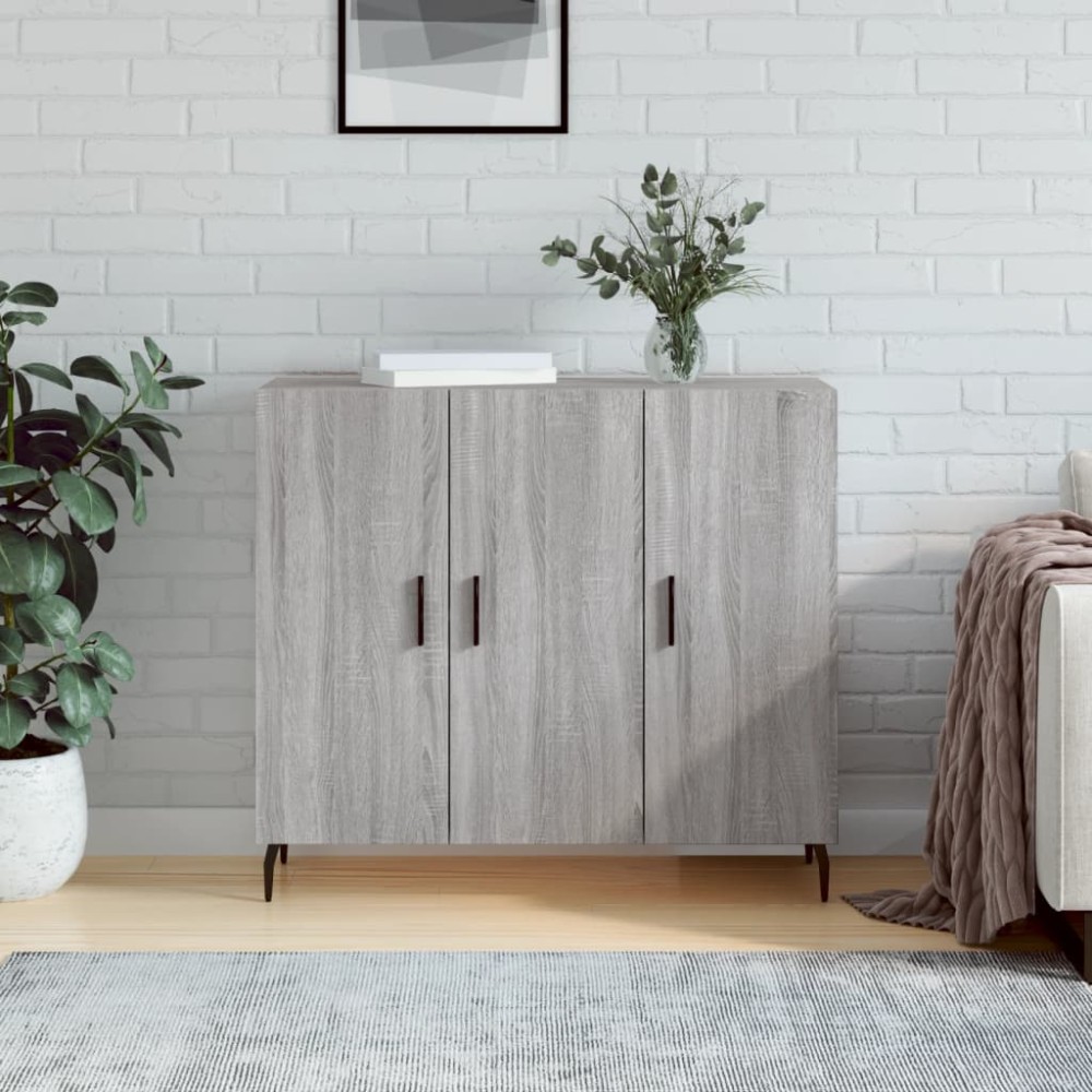 vidaXL Dulap, gri sonoma, 90x34x80 cm, lemn compozit