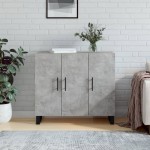 vidaXL Dulap, gri beton, 90x34x80 cm, lemn compozit