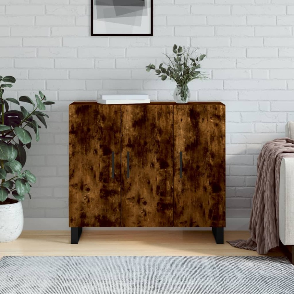 vidaXL Dulap, stejar fumuriu, 90x34x80 cm, lemn compozit
