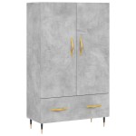 vidaXL Dulap înalt, gri beton, 69,5x31x115 cm, lemn prelucrat