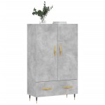 vidaXL Dulap înalt, gri beton, 69,5x31x115 cm, lemn prelucrat