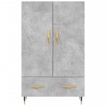 vidaXL Dulap înalt, gri beton, 69,5x31x115 cm, lemn prelucrat