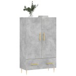 vidaXL Dulap înalt, gri beton, 69,5x31x115 cm, lemn prelucrat