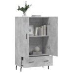 vidaXL Dulap înalt, gri beton, 69,5x31x115 cm, lemn prelucrat