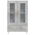 vidaXL Dulap înalt, gri beton, 69,5x31x115 cm, lemn prelucrat