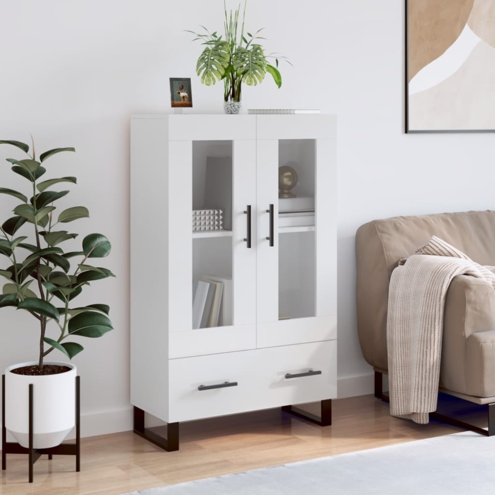 vidaXL Dulap înalt, alb extralucios, 69,5x31x115 cm, lemn prelucrat