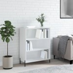 vidaXL Dulap cu rafturi alb extralucios 69,5x32,5x90 cm lemn compozit vidaXL Dulap cu rafturi alb extralucios 69,5x32,5x90 cm lemn compozit