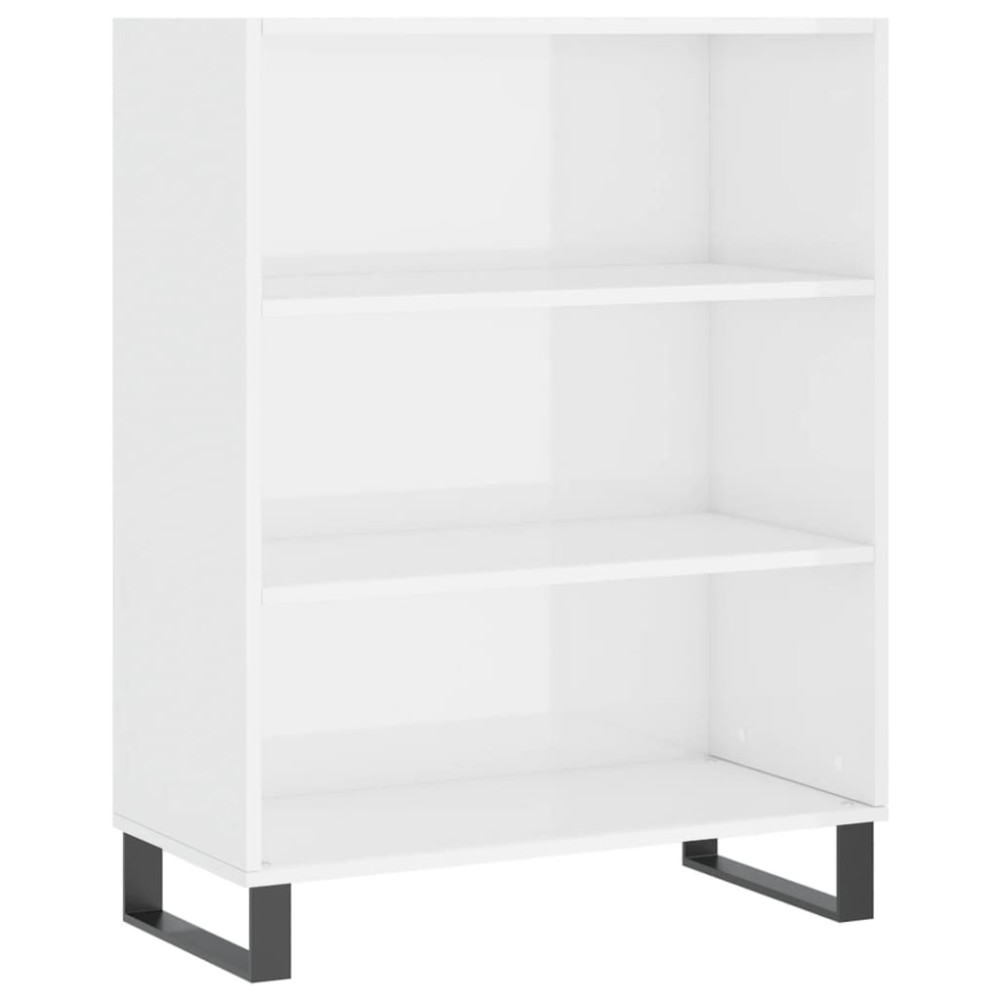 vidaXL Dulap cu rafturi alb extralucios 69,5x32,5x90 cm lemn compozit