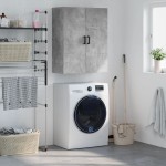 vidaXL Dulap cu montaj pe perete, gri beton, 69,5x34x90 cm