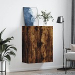 vidaXL Dulap montat pe perete, stejar fumuriu, 69,5x34x90 cm