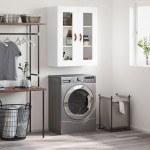 vidaXL Dulap cu montaj pe perete, alb extralucios, 69,5x34x90 cm vidaXL Dulap cu montaj pe perete, alb extralucios, 69,5x34x90 cm