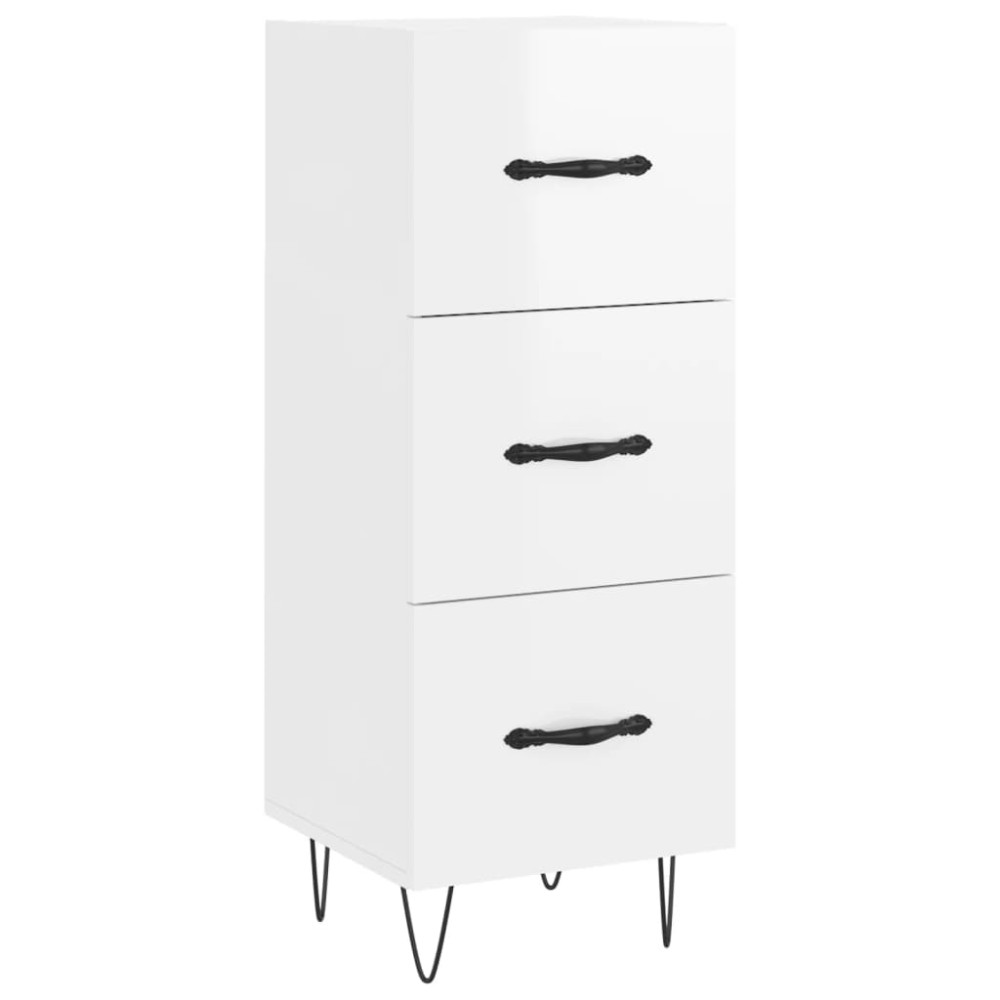 vidaXL Servantă, alb extralucios, 34,5x34x90 cm, lemn compozit