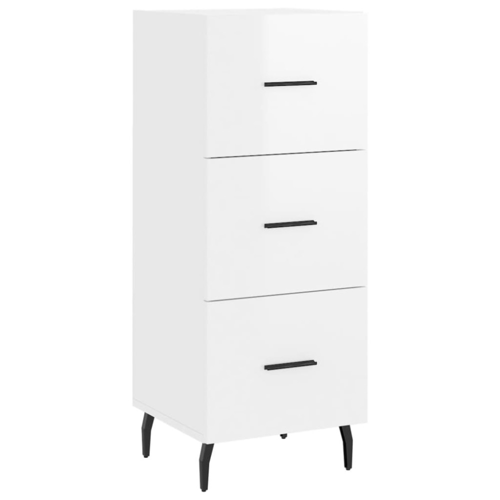 vidaXL Servantă, alb extralucios, 34,5x34x90 cm, lemn compozit