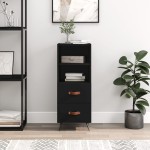 vidaXL Servantă, negru, 34,5x34x90 cm, lemn compozit
