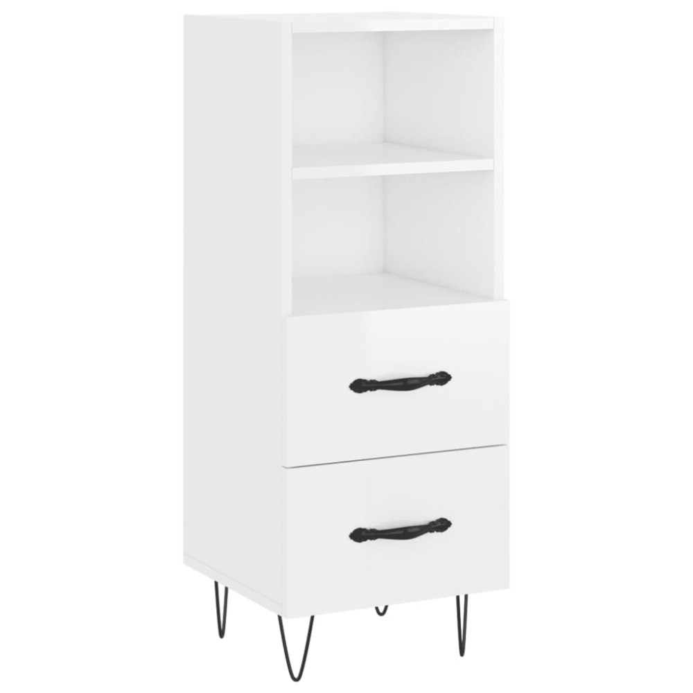 vidaXL Servantă, alb extralucios, 34,5x34x90 cm, lemn compozit