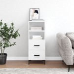 vidaXL Servantă, alb, 34,5x34x90 cm, lemn compozit vidaXL Servantă, alb, 34,5x34x90 cm, lemn compozit