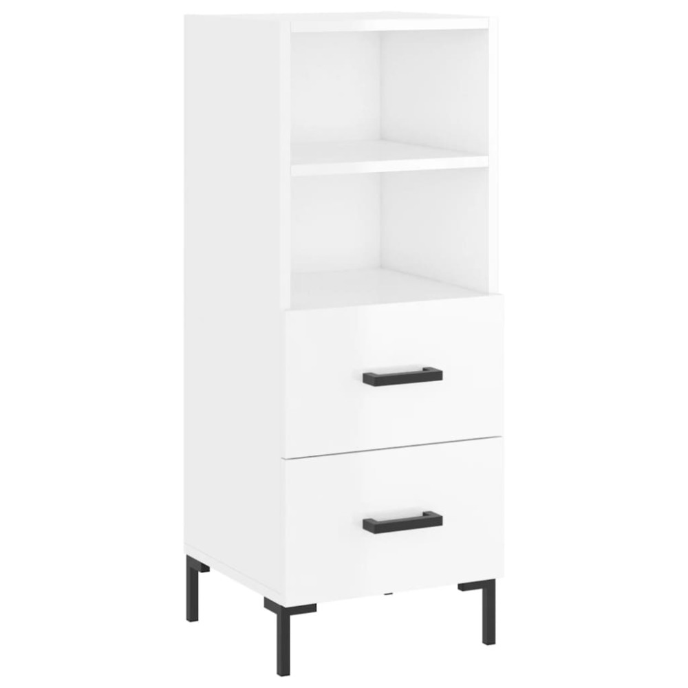 vidaXL Servantă, alb extralucios, 34,5x34x90 cm, lemn compozit
