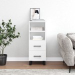 vidaXL Servantă, alb, 34,5x34x90 cm, lemn compozit vidaXL Servantă, alb, 34,5x34x90 cm, lemn compozit