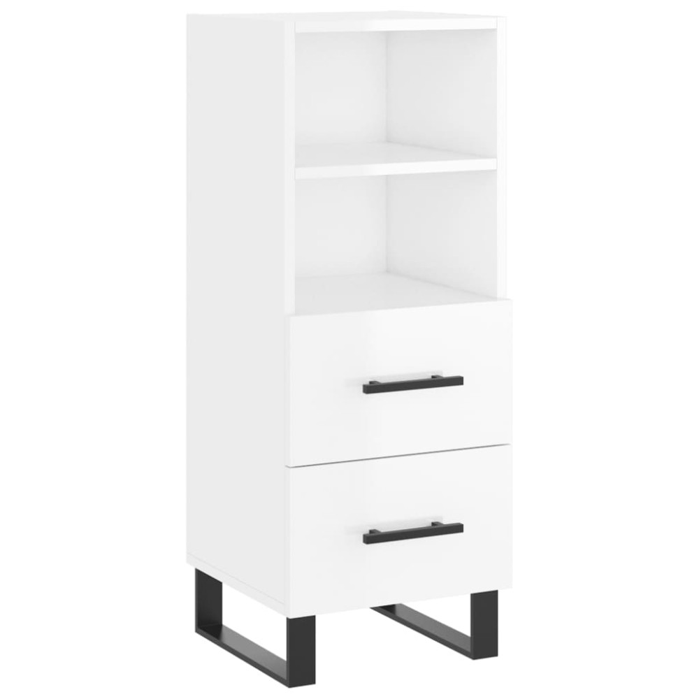 vidaXL Servantă, alb extralucios, 34,5x34x90 cm, lemn compozit