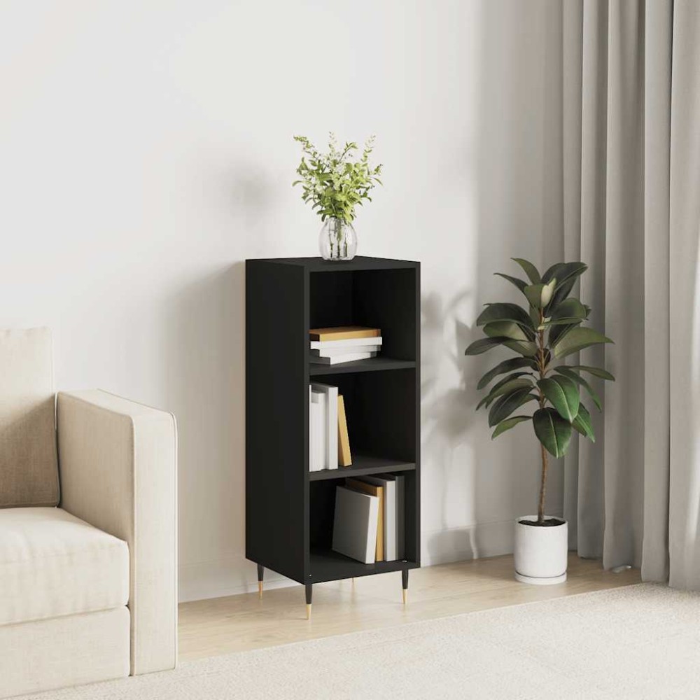 vidaXL Servantă, negru, 34,5x32,5x90 cm, lemn compozit